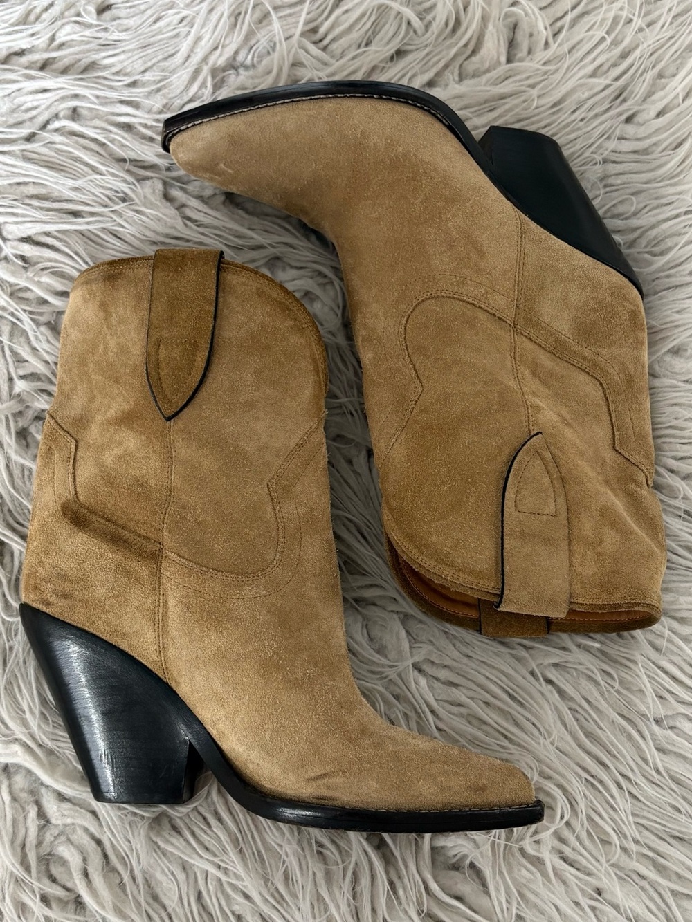 Isabel Marant Leyane Suede Taupe Western High-Heeled Cowboy Boots Size EU 39 - Picture 5 of 12
